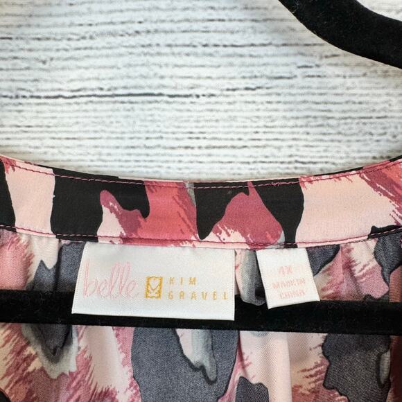 Belle Kim Gravel Plus Size Black & Pink Leopard Print Long Sleeve Blouse Size 4X - Picture 6 of 9